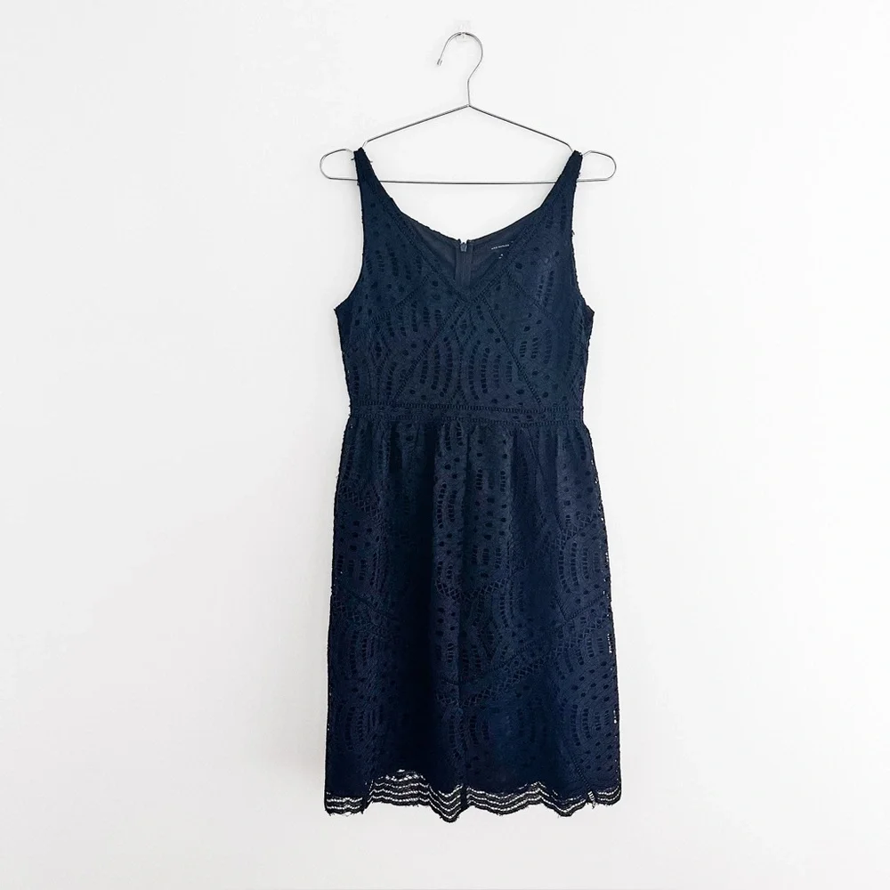 Ann Taylor Black Lace Overlay Party Dress